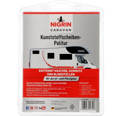 NIGRIN Caravan Kunststoffscheiben-Politur 2x 25g